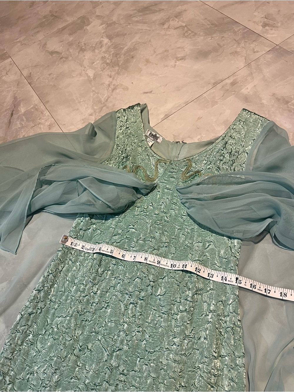 Stunning Satin Bodicon Dress with Beaded Bust&Flowing Chiffon Accents - Picture 14 of 15
